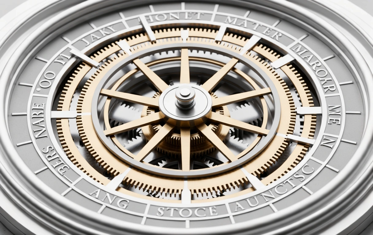 Precision mechanics representing market cycles